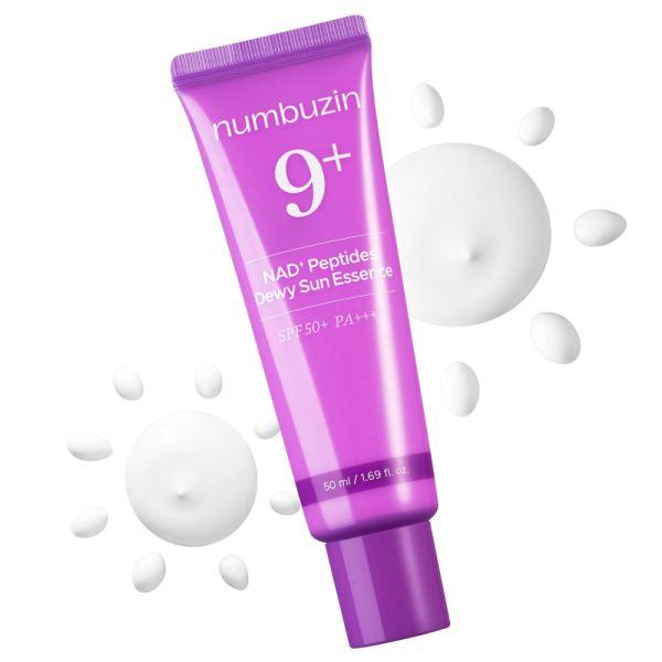 Numbuzin No.9 NAD Peptides Dewy Sun Essence SPF 50+ PA++++ Антивікова сонцезахисна есенція з NAD+ та пептидами