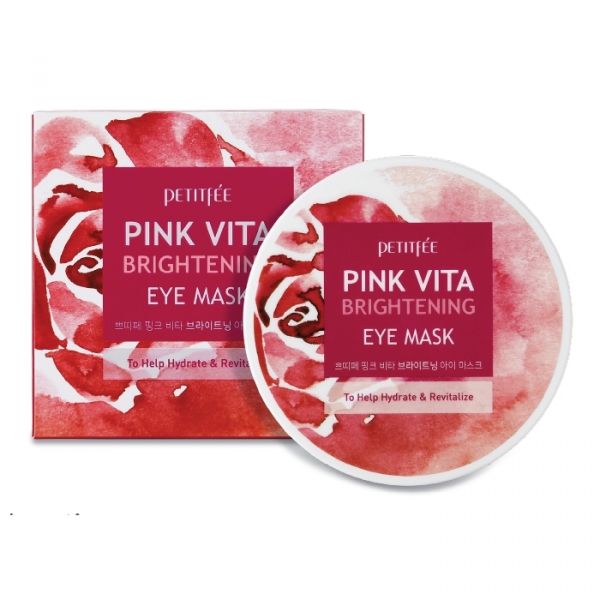 PETITFEE Pink Vita Brightening Eye Mask Освітлювальні зміцнюючі патчі для очей на основі есенції рожевої води