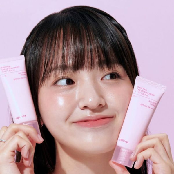 Celimax Heart Pink Tone Up Sun Cream SPF50+ PA++++ Выравнивающий солнцезащитный крем для сияния кожи
