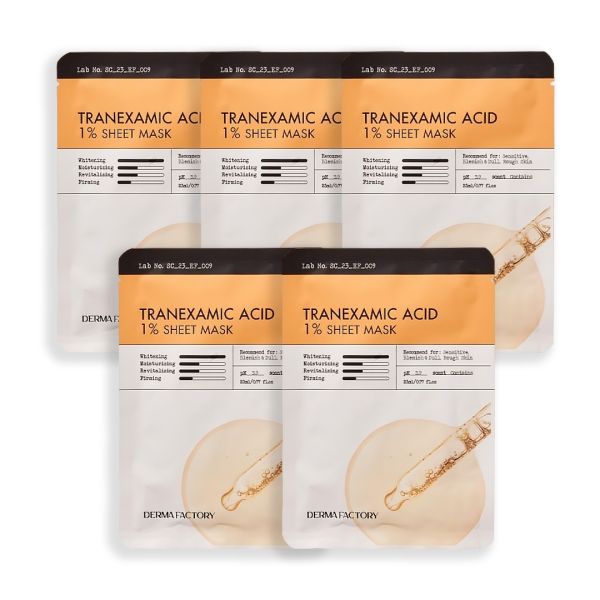 Derma Factory Tranexamic Acid 1% Sheet Mask Маска для выравнивания оттенка кожи и осветления пигментных пятен