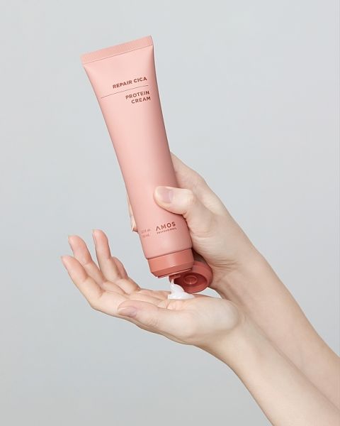 AMOS Professional Repair Cica Protein Intensive Cream 150 ml Незмивний відновлювальний термозахисний крем для пошкодженого волосся