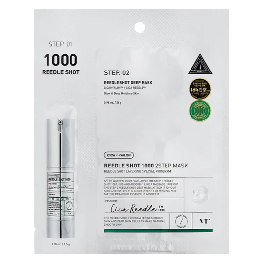 Maska VT Cosmetics Reedle Shot 1000 2STEP Mask Двоетапна маска зі спікулами 1000 для інтенсивного оновлення шкіри