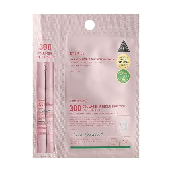 VT Cosmetics Collagen Reedle Shot 300 2step Mask Укрепляющая двухэтапная маска для лица с микроиглами и коллагеном