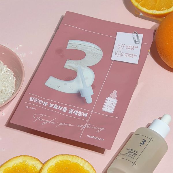 Numbuzin No.3 Tingle-Pore Softening Sheet Mask Выравнивающая маска с галактомиссисом и пробиотиками